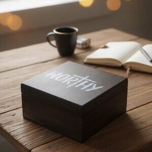Wooden Gift Box with 'WORTHY' Inscription